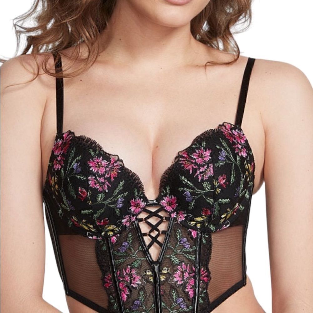Victoria’s Secret VERY SEXY Shine Strap Lace Push-Up Corset Top in the Size 38D